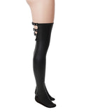 Black Sexy PU Leather Stockings With Adjustable Buckles