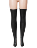 Black Sexy PU Leather Stockings With Adjustable Buckles