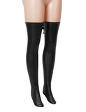 Black Sexy PU Leather Stockings With Adjustable Buckles
