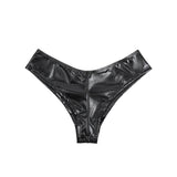 Sexy Women Gold Foil Faux Leather Brief