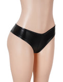Sexy Women Gold Foil Faux Leather Brief