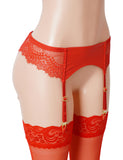 Red Sexy Women Lace PU Leather Adjustable Garter Panty