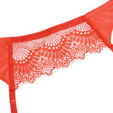 Red Sexy Women Lace PU Leather Adjustable Garter Panty