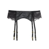Sexy Women Lace PU Leather Adjustable Garter Panty