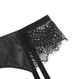 Sexy Women Lace PU Leather Adjustable Garter Panty