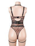 Sexy Leopard Print Strappy Bondage Bodysuit