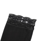 Black Sexy Matt PU Leather Lace Stockings