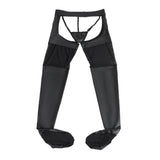 Sexy PU Leather Mesh Black Garter Stockings With Thong