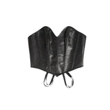 11 Pieces Bones V Neck Strapless PU Faux Leather Corset