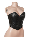 11 Pieces Bones V Neck Strapless PU Faux Leather Corset