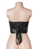 11 Pieces Bones V Neck Strapless PU Faux Leather Corset