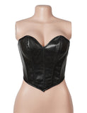 11 Pieces Bones V Neck Strapless PU Faux Leather Corset