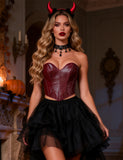 11 Pieces Bones V Neck Strapless PU Faux Leather Corset