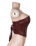11 Pieces Bones V Neck Strapless PU Faux Leather Corset