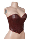 11 Pieces Bones V Neck Strapless PU Faux Leather Corset