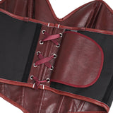 11 Pieces Bones V Neck Strapless PU Faux Leather Corset