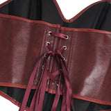 11 Pieces Bones V Neck Strapless PU Faux Leather Corset