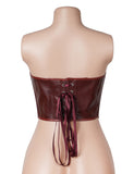 11 Pieces Bones V Neck Strapless PU Faux Leather Corset