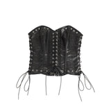 10 Pieces Bones Strapless Metal Eyelets Black PU Faux Leather Corset