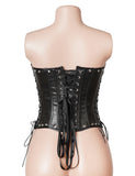 10 Pieces Bones Strapless Metal Eyelets Black PU Faux Leather Corset