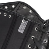 10 Pieces Bones Strapless Metal Eyelets Black PU Faux Leather Corset