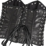 10 Pieces Bones Strapless Metal Eyelets Black PU Faux Leather Corset