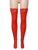 Black Sexy Matt PU Leather Lace Stockings