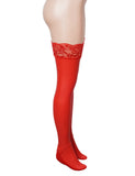 Black Sexy Matt PU Leather Lace Stockings