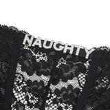 Sexy Open Crotch Lace Panty With Rhinestone Letters