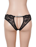 Sexy Open Crotch Lace Panty With Rhinestone Letters