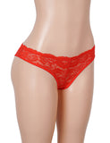 Sexy Open Crotch Lace Panty With Rhinestone Letters