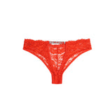 Sexy Open Crotch Lace Panty With Rhinestone Letters