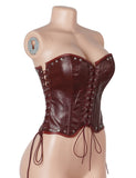 10 Pieces Bones Strapless Metal Eyelets PU Faux Leather Corset