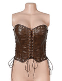 10 Pieces Bones Strapless Metal Eyelets PU Faux Leather Corset