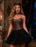 10 Pieces Bones Strapless Metal Eyelets PU Faux Leather Corset