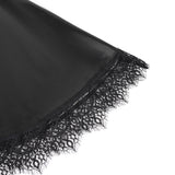 Black Sexy PU Leather And Lace Slip Lingerie