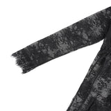 Lace Long Sleeves Deep V Plunge Slit Lingerie Dress