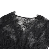 Lace Long Sleeves Deep V Plunge Slit Lingerie Dress