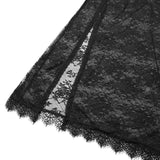 Lace Long Sleeves Deep V Plunge Slit Lingerie Dress