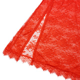 Lace Long Sleeves Deep V Plunge Slit Lingerie Dress