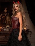 10 Pieces Bones Strapless Metal Eyelets PU Faux Leather Corset