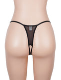 Sheer Mesh Women Crotchless Panty with Fringe Chains
