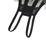 Sheer Mesh Women Crotchless Panty with Fringe Chains