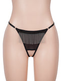 Sheer Mesh Women Crotchless Panty with Fringe Chains