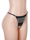 Sheer Mesh Women Crotchless Panty with Fringe Chains