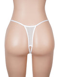 Sheer Mesh Women Crotchless Panty with Fringe Chains
