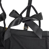 Black Sexy Mesh And Ribbon-Accented Strapless Nightgown