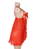 Sexy Mesh And Ribbon-Accented Strapless Nightgown