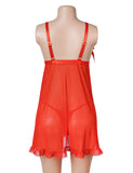 Sexy Mesh And Ribbon-Accented Strapless Nightgown