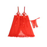 Sexy Mesh And Ribbon-Accented Strapless Nightgown
